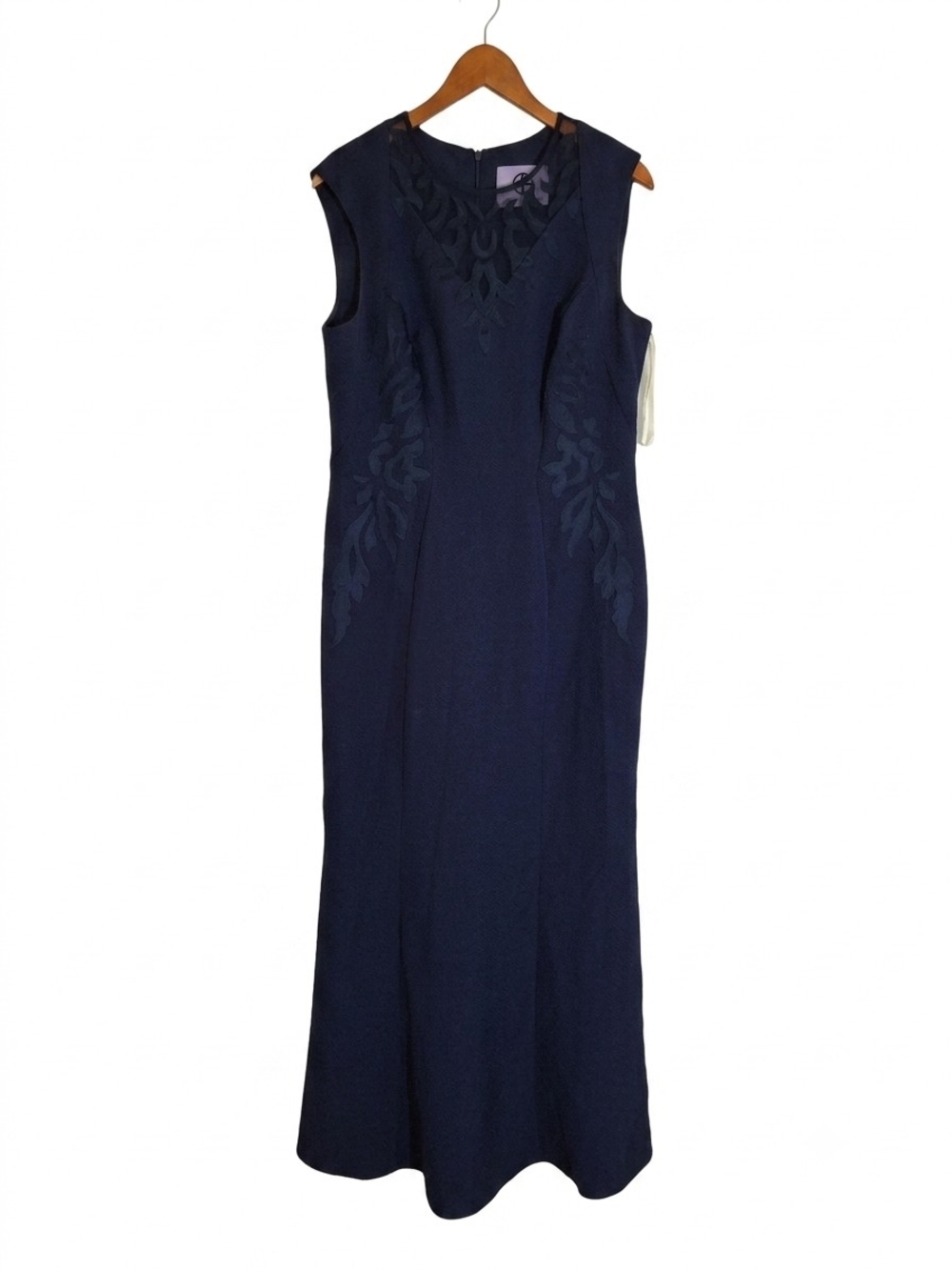 JS Collections Navy Blue Sleeveless Embroidered Maxi Dress Size 12